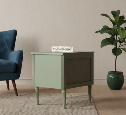 Vodrohome solid wood rattan night stand table sage green - two drawers bed side table night stand 48x41x51 cm  S#034