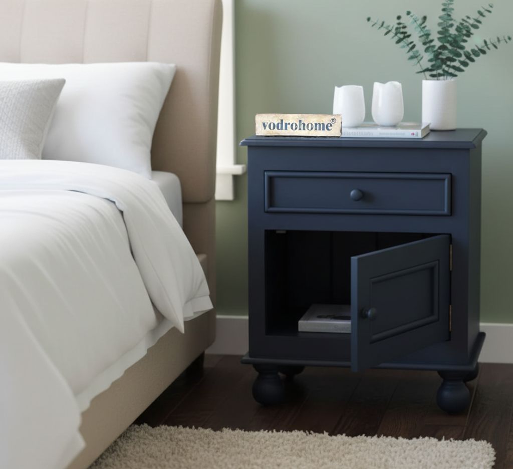 Vodrohome solid sheehsm wood bedside table – sea side bedside night stand end table 50.8x43x62  cm  S#025