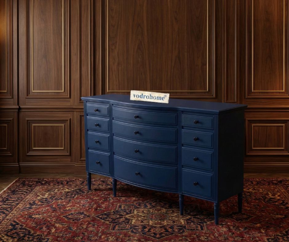 vodrohome solid wood lawrence chest of drawers – Egyptian Blue twelve drawers chest of drawer – luxurious collection of handicraft furniture 152x48x89 CM  SB#004