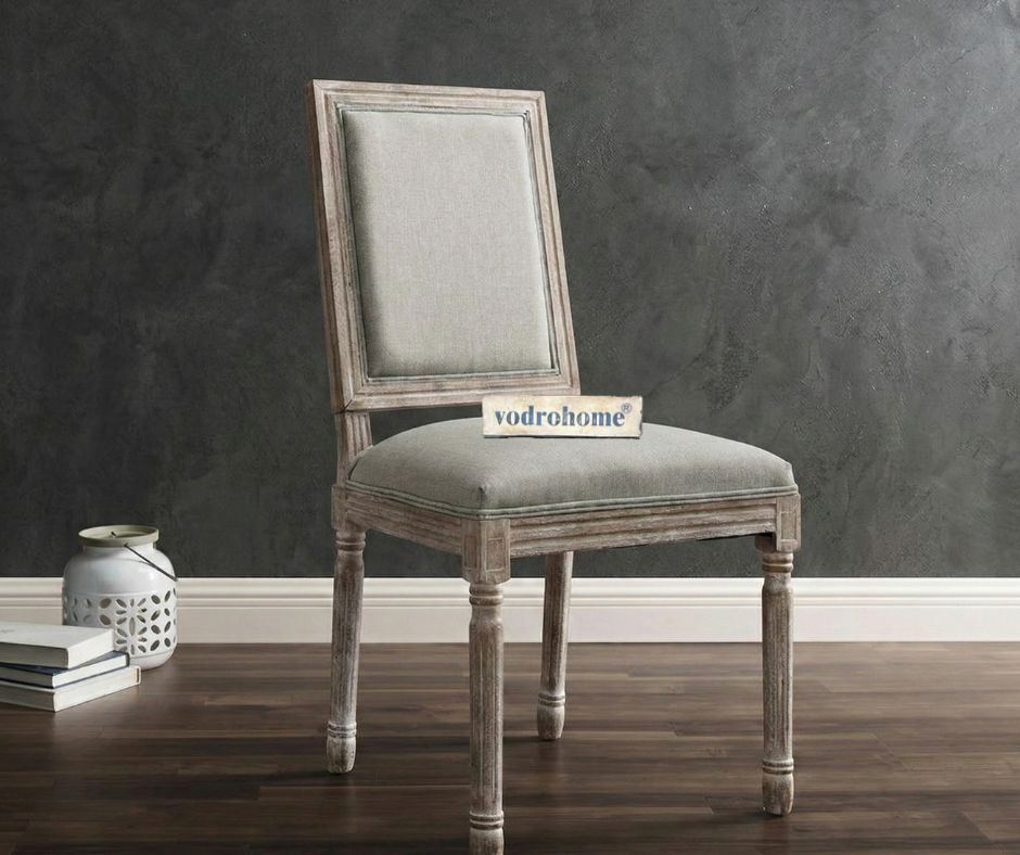 vodrohome Vintage style French chair – solid mango wood upholstered dining chair with comfortable Back Rest 19.75W×21.75D×40.5H inches CH#008
