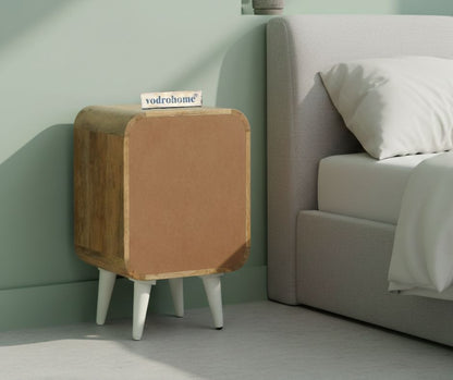 Vodrohome solid  wood mango wood bedside table – sea side bedside night stand with three drawer end table 41x35.5x61 cm  S#040
