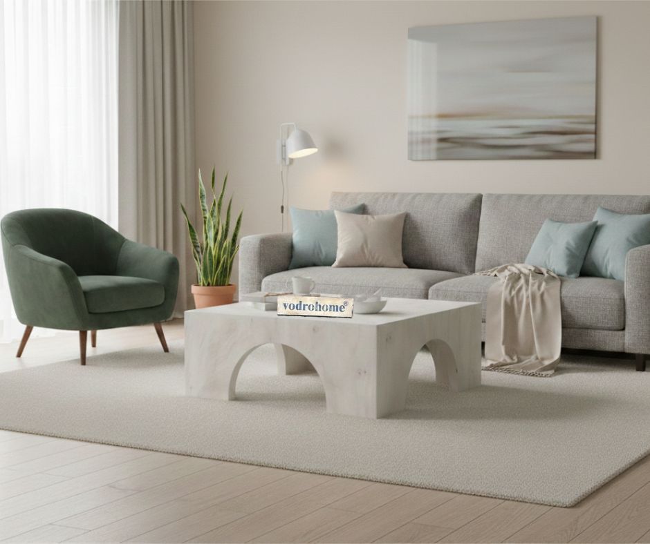 vodrohome block design coffee table – square center table with unique look – solid mango wood coffee table for office and living room C#023