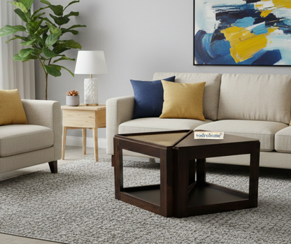 vodrohome– sheesham wood cane coffee table – multifunctional center table - octagonal sofa table – cane end table – rattan cane side table – sheesham wood stool C#051
