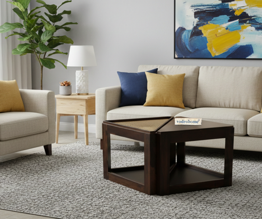 vodrohome– sheesham wood cane coffee table – multifunctional center table - octagonal sofa table – cane end table – rattan cane side table – sheesham wood stool C#051