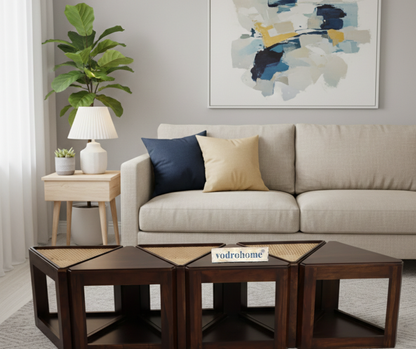 vodrohome– sheesham wood cane coffee table – multifunctional center table - octagonal sofa table – cane end table – rattan cane side table – sheesham wood stool C#051