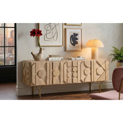 vodrohome mango wood tv unit consol with storage – bohemian tv cabinet entertainment unit &nbsp;172x48x68cm TV#028