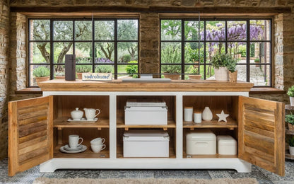 vodrohome white wave solid wood TV cabinet two door storage unit| entertainment unit table with set up box shelf (Tv unit) 160x70x45 CM TV#017