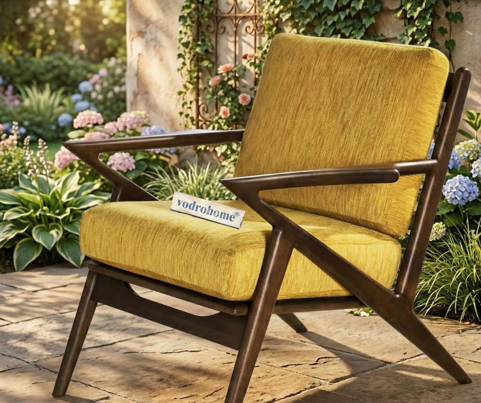 vodrohome Marwar Upholstered Arm Chair Cum Sofa Sheesham Lounge  Accent Chair living, Z/ Zed  chair 28"w x 31"d x 28"h CH#0019