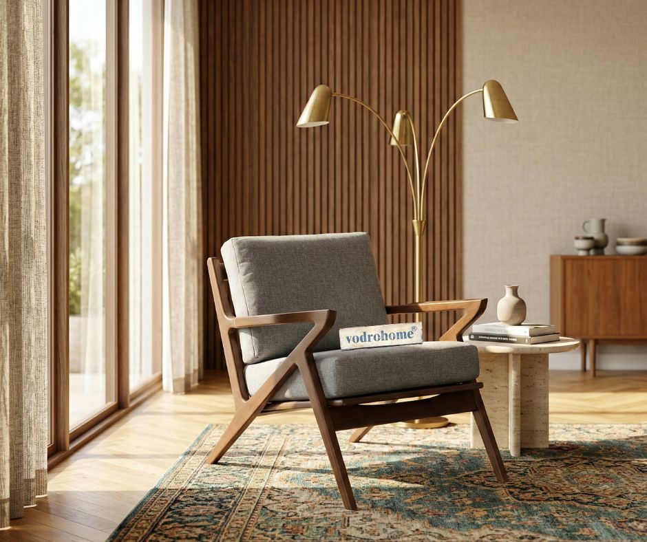 vodrohome Marwar Upholstered Arm Chair Cum Sofa Sheesham Lounge  Accent Chair living, Z/ Zed  chair 28"w x 31"d x 28"h CH#0019