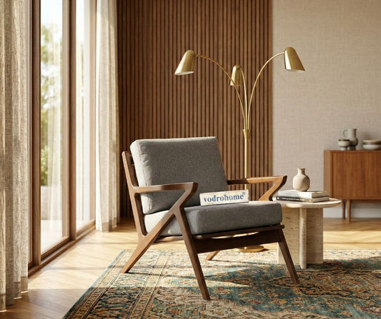 vodrohome Marwar Upholstered Arm Chair Cum Sofa Sheesham Lounge  Accent Chair living, Z/ Zed  chair 28"w x 31"d x 28"h CH#0019