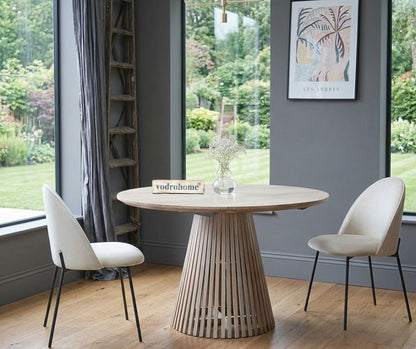 vodro Natural Mango Wood Round Dining – Modern Style Wooden Dining Table DT#002