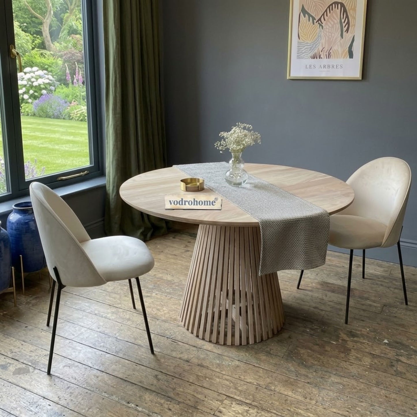 vodro Natural Mango Wood Round Dining – Modern Style Wooden Dining Table DT#002