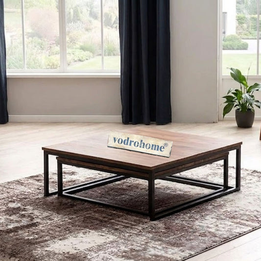 vodrohome - Aalan coffee table - chambery solid wood set of center table – sheesham wooden teapoy nesting tables for living room C#004