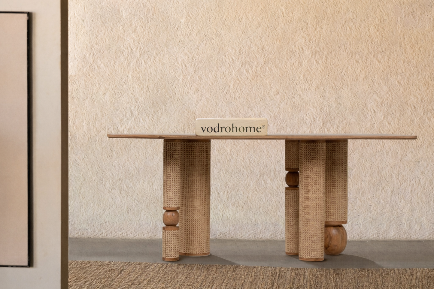 vodrohome Natural Wood Rectangle Dining table available in all sizes – Modern Style Wooden rattan cane Dining Table DT#005