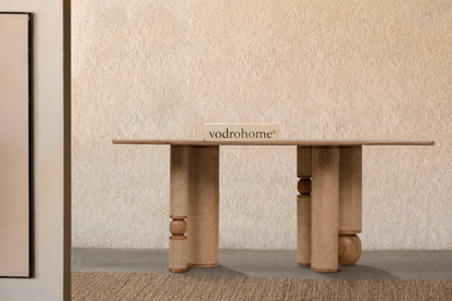 vodrohome Natural Wood Rectangle Dining table available in all sizes – Modern Style Wooden rattan cane Dining Table DT#005