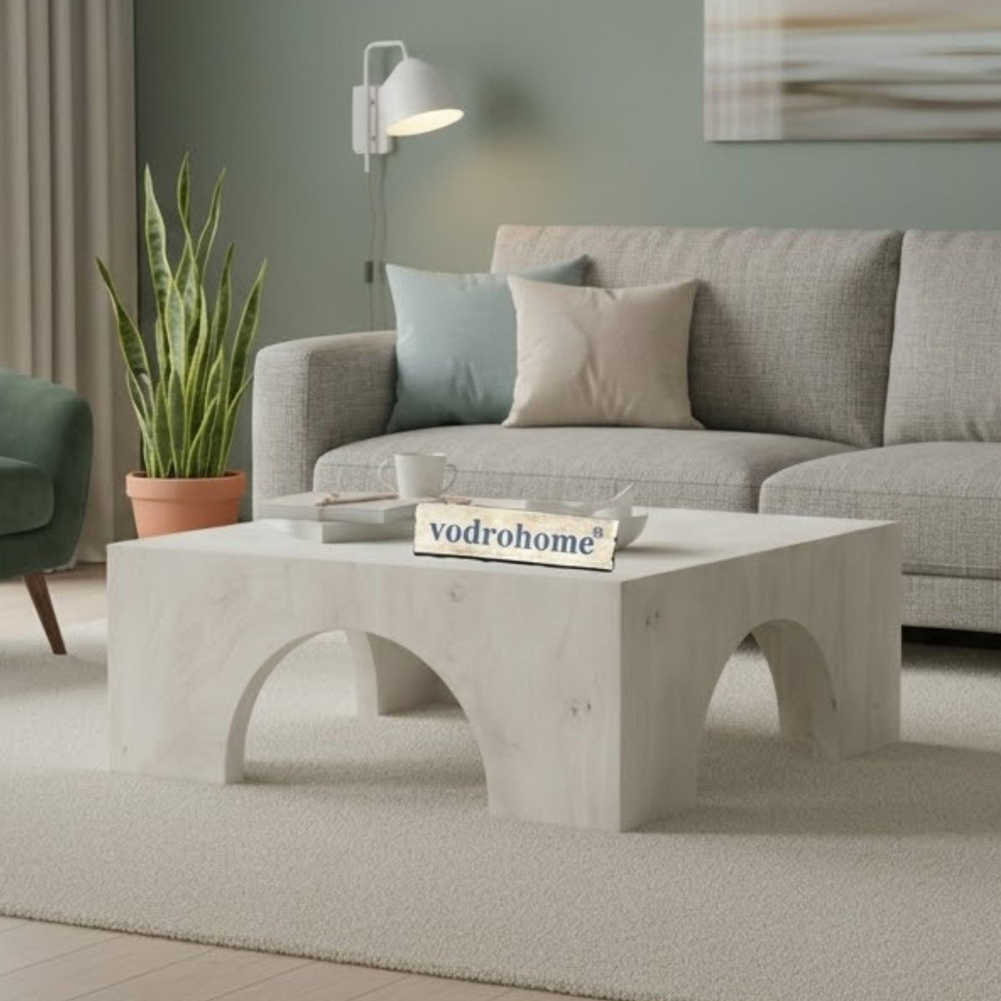 vodrohome block design coffee table – square center table with unique look – solid mango wood coffee table for office and living room C#023