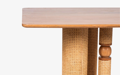 vodrohome Natural Wood Rectangle Dining table available in all sizes – Modern Style Wooden rattan cane Dining Table DT#005