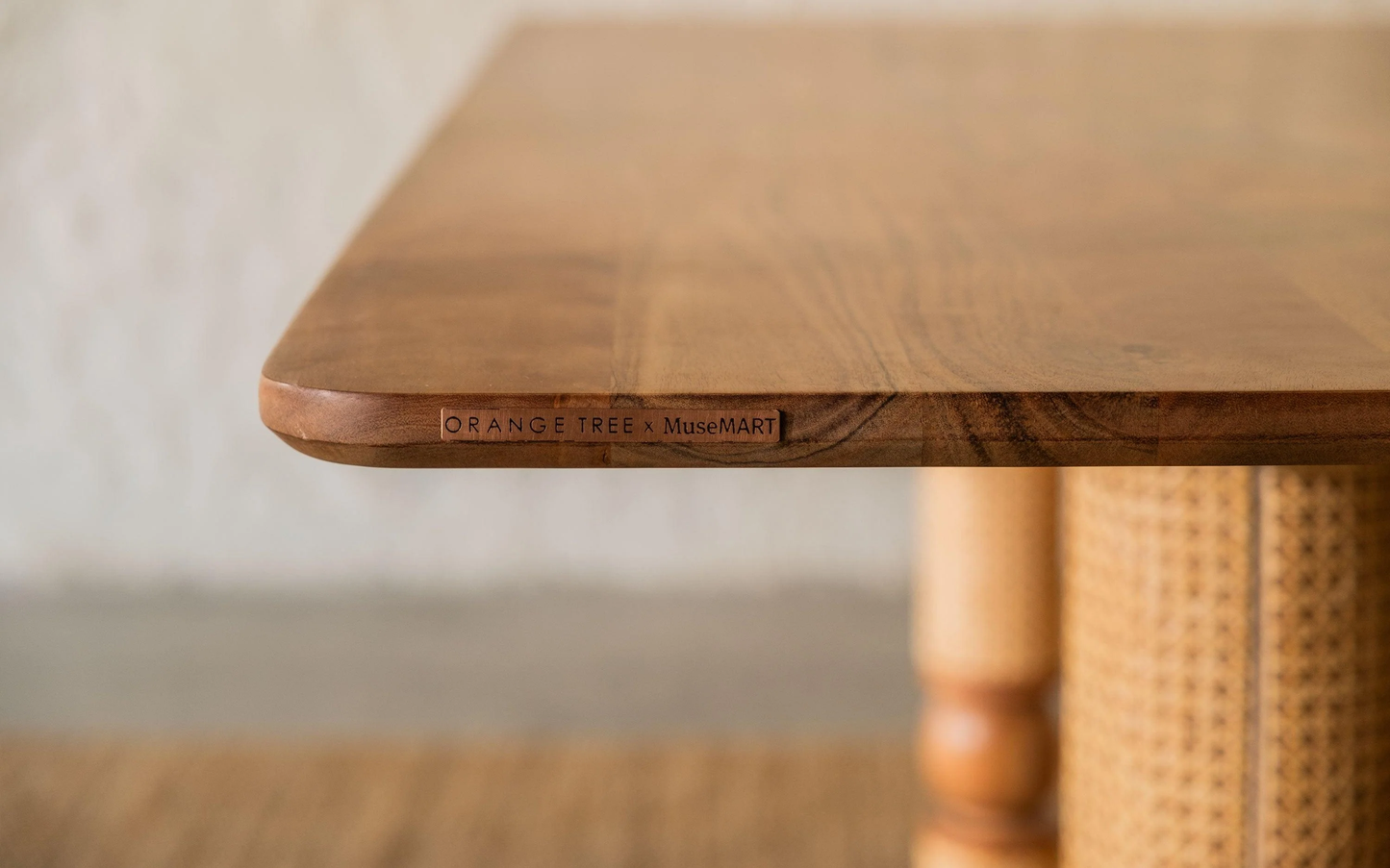 vodrohome Natural Wood Rectangle Dining table available in all sizes – Modern Style Wooden rattan cane Dining Table DT#005