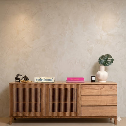 vodrohome Solid Accacia wood consol table – side board with three drawers and 2 compartments with slatted doors  180x40x70 cm  SB#001