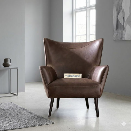 vodrohome Vintage Hawana Lounge Chair - Accent Chair Brown Leather Armchair – Occasional Chair Buff Leather Available In 2 Colors CH#004