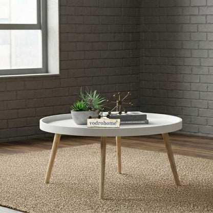 vodrohome mango solid wood coffee table - round centre table with– mango ideal tea table for living rooms C#045
