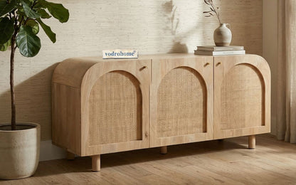 vodrohome mango wood rattan cane Tv unit consol – Hawamahal collection cane side board  - natural cane tv cabinet 145 x 45 x 65 cm  TV#032