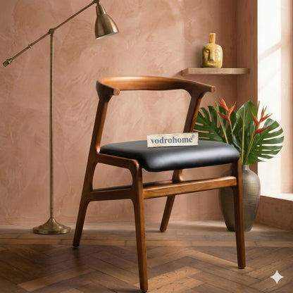 vodrohome sheesham woodash ford chair with leatherette upholstery side chair occasional chair  W: 56 x D: 58 x H: 80 CH#0023