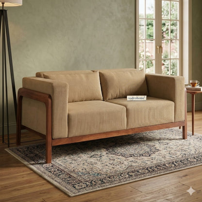 vodrohome three seater sofa with wooden frame | Premium fabric lounge sofa | cotton linen sofa SO#003
