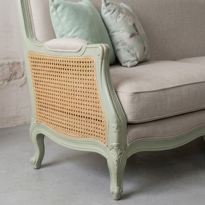 vodrohome three seater rattan cane sofa with wooden frame sage green finish-summer garden sofa SO#009