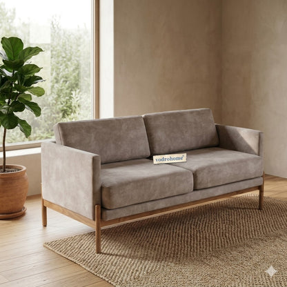 vodrohome three seater sofa with solid wooden frame - fabric lounge sofa - cotton linen sofa SO#001