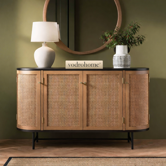 vodrohome franco side board in dual tone - summer garden dresser curved front and removable shelf SB#007