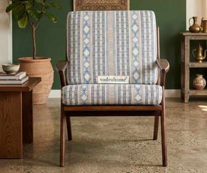 vodrohome Marwar Upholstered Arm Chair Cum Sofa Sheesham Wood Accent lounge Chair living, zed chair 69x80x82.5 CH#0018
