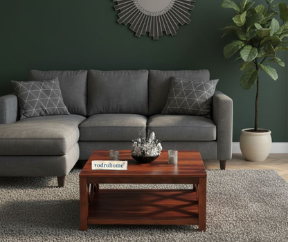 vodrohome Solid Sheesham Wood Wooden Coffee Table Centre Table for Living Room | Teapoy Center Table for Home (Honey Finish) C#006