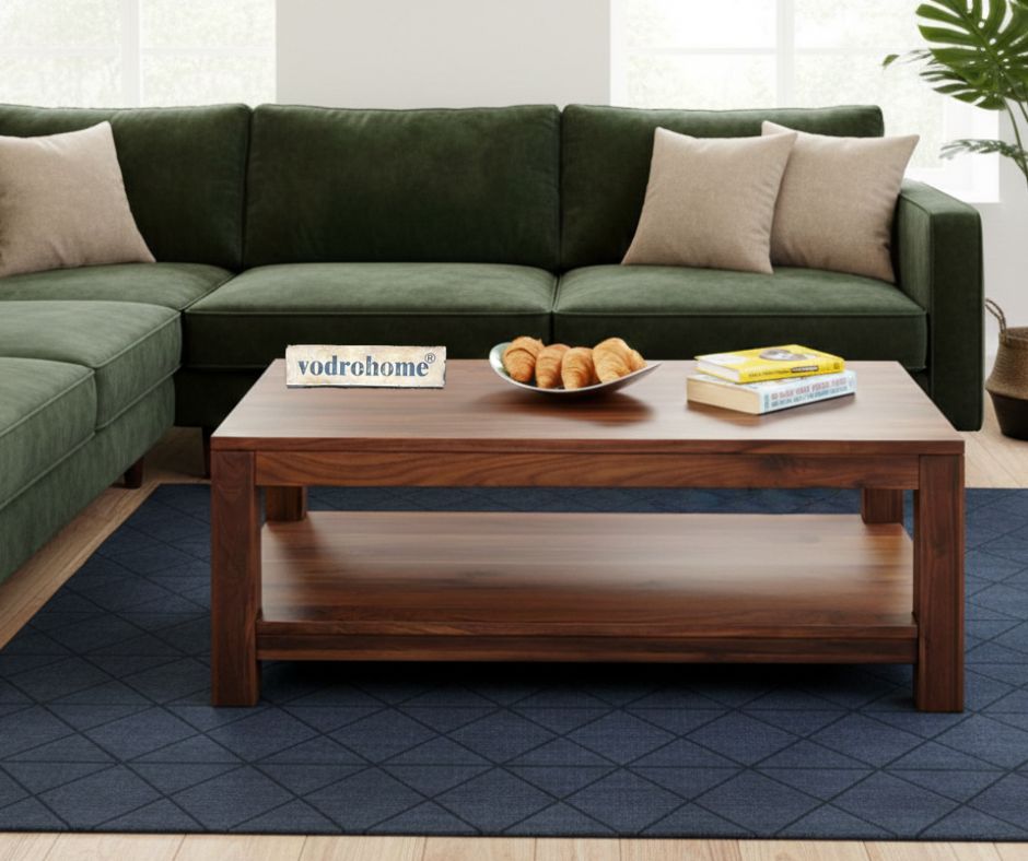 vodrohome Sheesham Wood Coffee Table With Shelf For Living Room Honey Finish – Confrence Table – Sofa Set Table Classic C#012