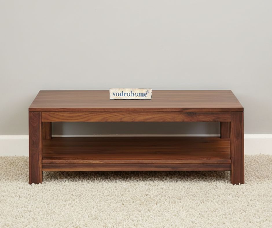 vodrohome Sheesham Wood Coffee Table With Shelf For Living Room Honey Finish – Confrence Table – Sofa Set Table Classic C#012