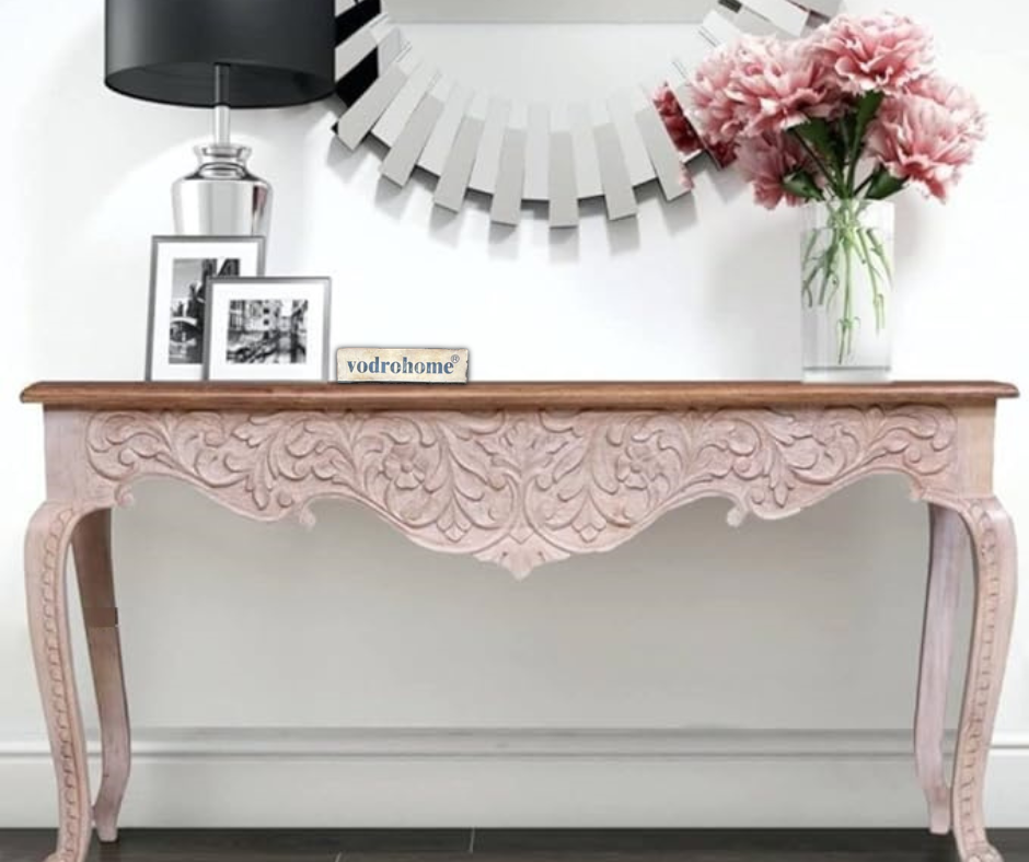 vodrohome console tables for entryway | hallway table entryway | wooden console table living room | carved accent tables for entryway CO#001