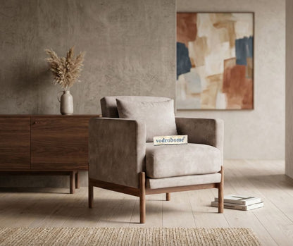vodrohome one seater sofa with solid wooden frame - fabric lounge sofa - cotton linen sofa SO#002