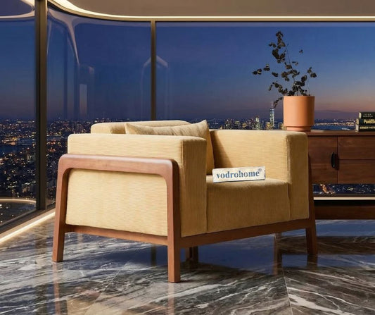 vodrohome single seater sofa with wooden frame | Premium fabric lounge sofa | cotton linen sofa SO#004