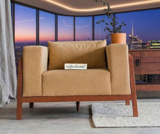 vodrohome single seater sofa with wooden frame | Premium fabric lounge sofa | cotton linen sofa SO#004