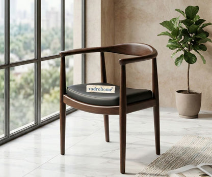 vodrohome Wooden Armchair – mango Wood Dining Chair With Genuine Leather Seat CH#001