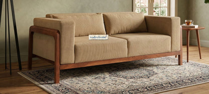 vodrohome three seater sofa with wooden frame | Premium fabric lounge sofa | cotton linen sofa SO#003